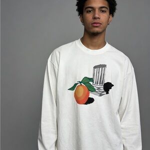 White Long Sleeve Tee with Graphic Design